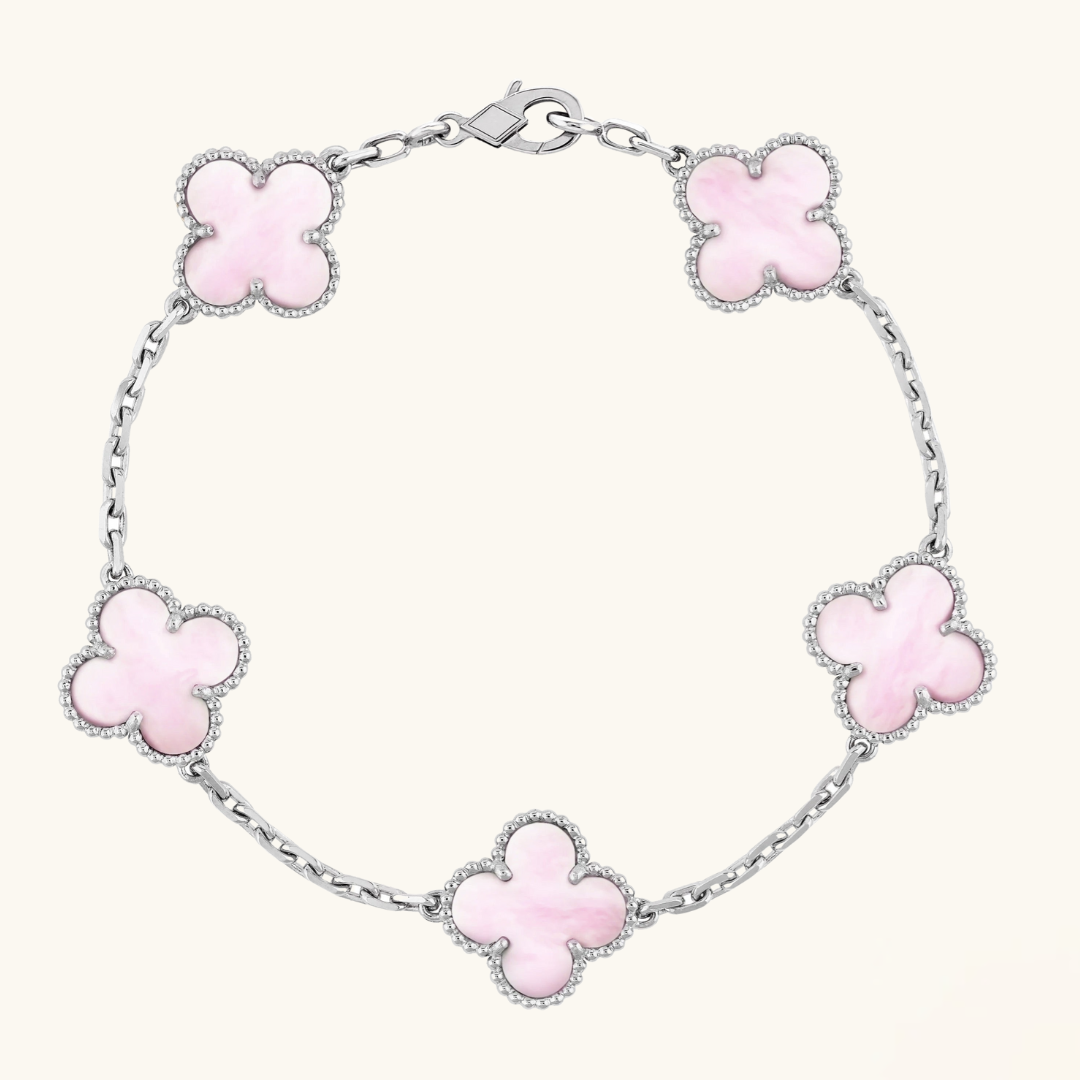CLOVER | Rosa/Silber Armband