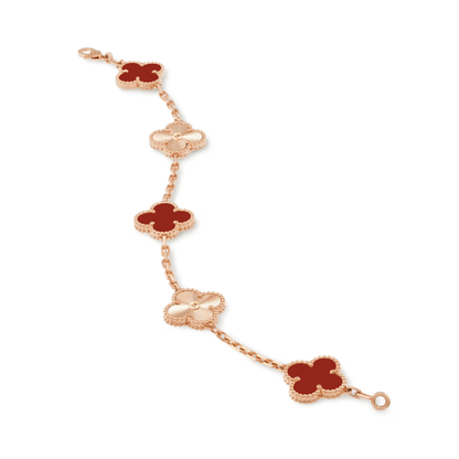 CLOVER | Rotes Roségold Guilloché Armband